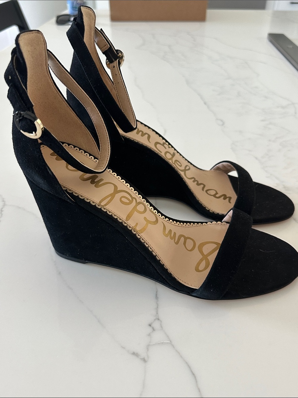 Sam Edelman Black Suede Nessa Wedges